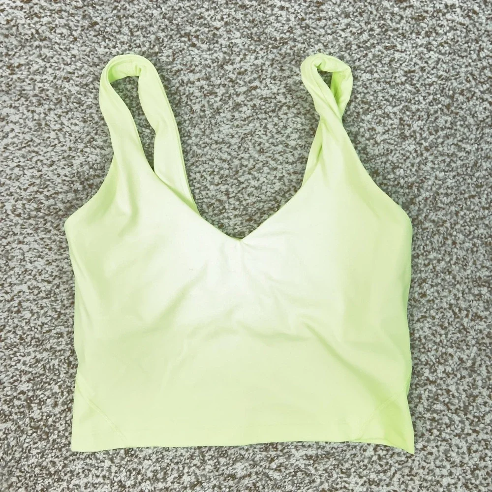 Lululemon Tank Top Womens 4 Green Align Tank V Neck Yoga Gym Workout Sports